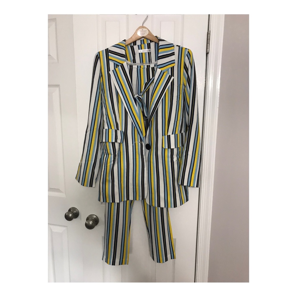 Striped Blazer and Belted Pants set